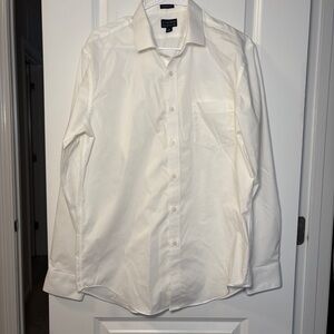 J. Crew Men's White Cotton Blend Dress Shirt Size: L
